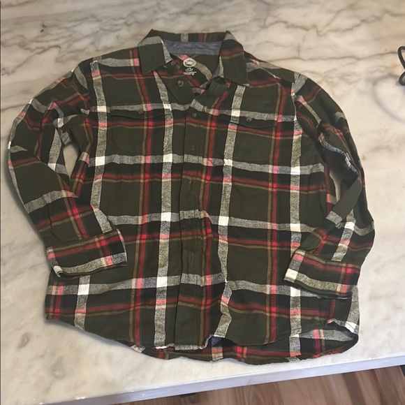 Wonder Nation Plaid Flannel Button Down Shirt in Green and Red - Picture 1 of 2